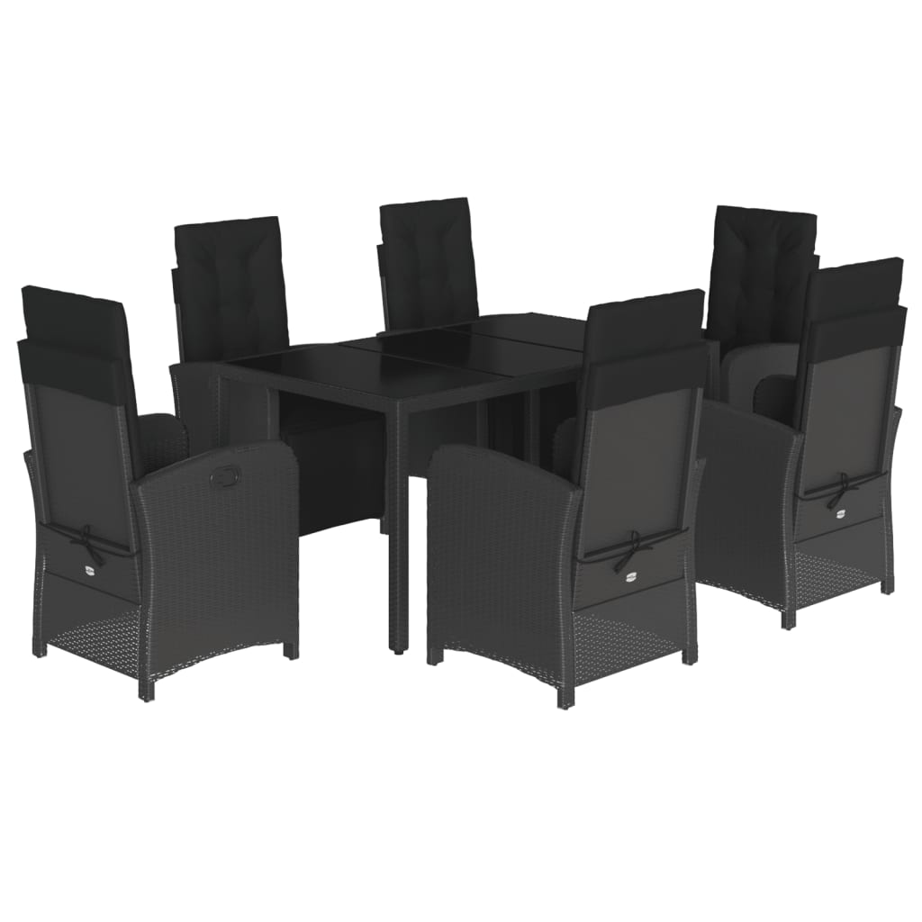 7-delige Tuinset met kussens poly rattan zwart is nu te koop bij PeponiXL, paradijselijk wonen!