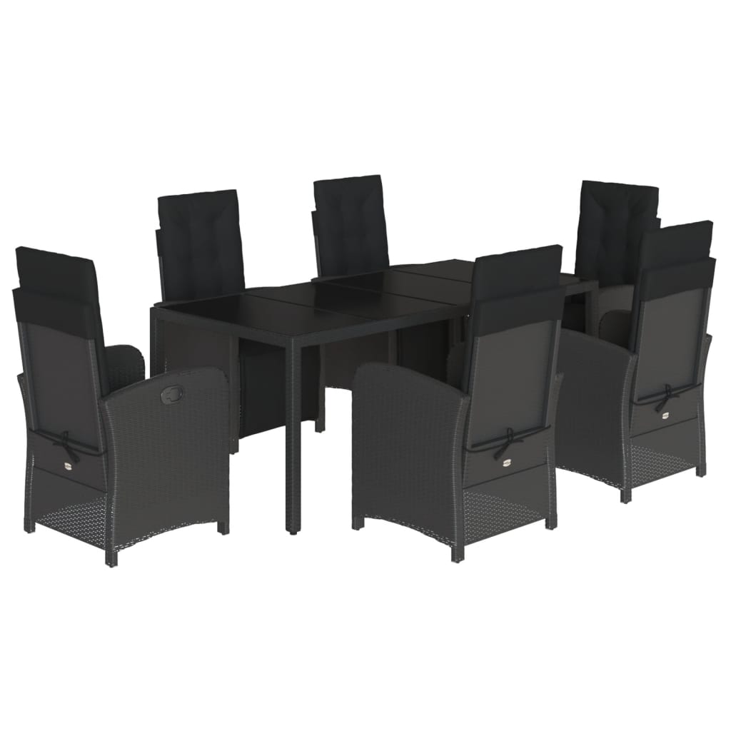 7-delige Tuinset met kussens poly rattan zwart is nu te koop bij PeponiXL, paradijselijk wonen!
