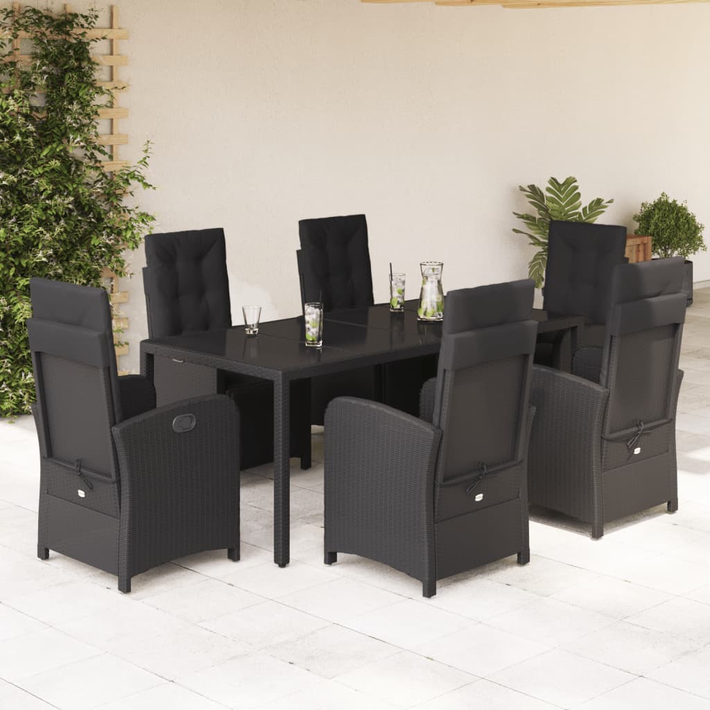 7-delige Tuinset met kussens poly rattan zwart is nu te koop bij PeponiXL, paradijselijk wonen!