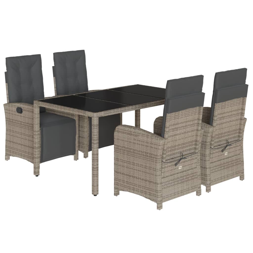 5-delige Tuinset met kussens poly rattan grijs is nu te koop bij PeponiXL, paradijselijk wonen!