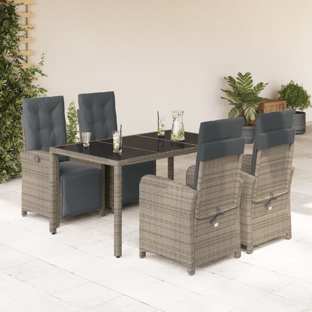 5-delige Tuinset met kussens poly rattan grijs is nu te koop bij PeponiXL, paradijselijk wonen!