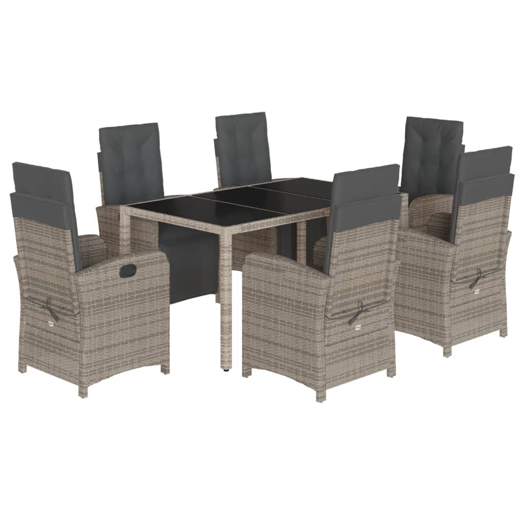 7-delige Tuinset met kussens poly rattan grijs is nu te koop bij PeponiXL, paradijselijk wonen!