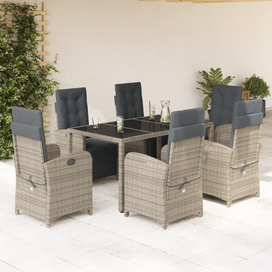 7-delige Tuinset met kussens poly rattan grijs is nu te koop bij PeponiXL, paradijselijk wonen!