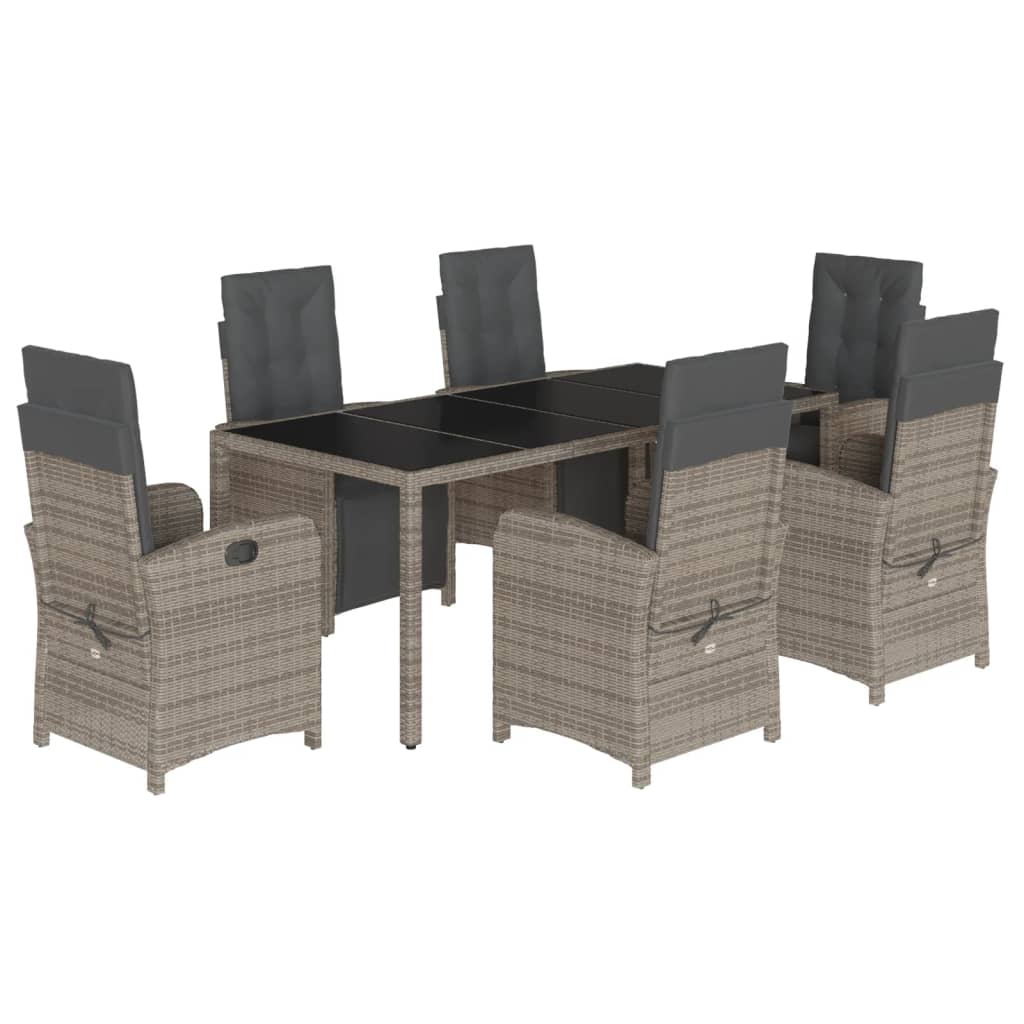 7-delige Tuinset met kussens poly rattan grijs is nu te koop bij PeponiXL, paradijselijk wonen!