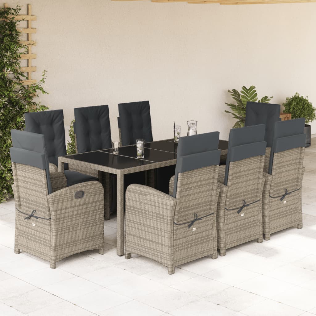 9-delige Tuinset met kussens poly rattan grijs is nu te koop bij PeponiXL, paradijselijk wonen!