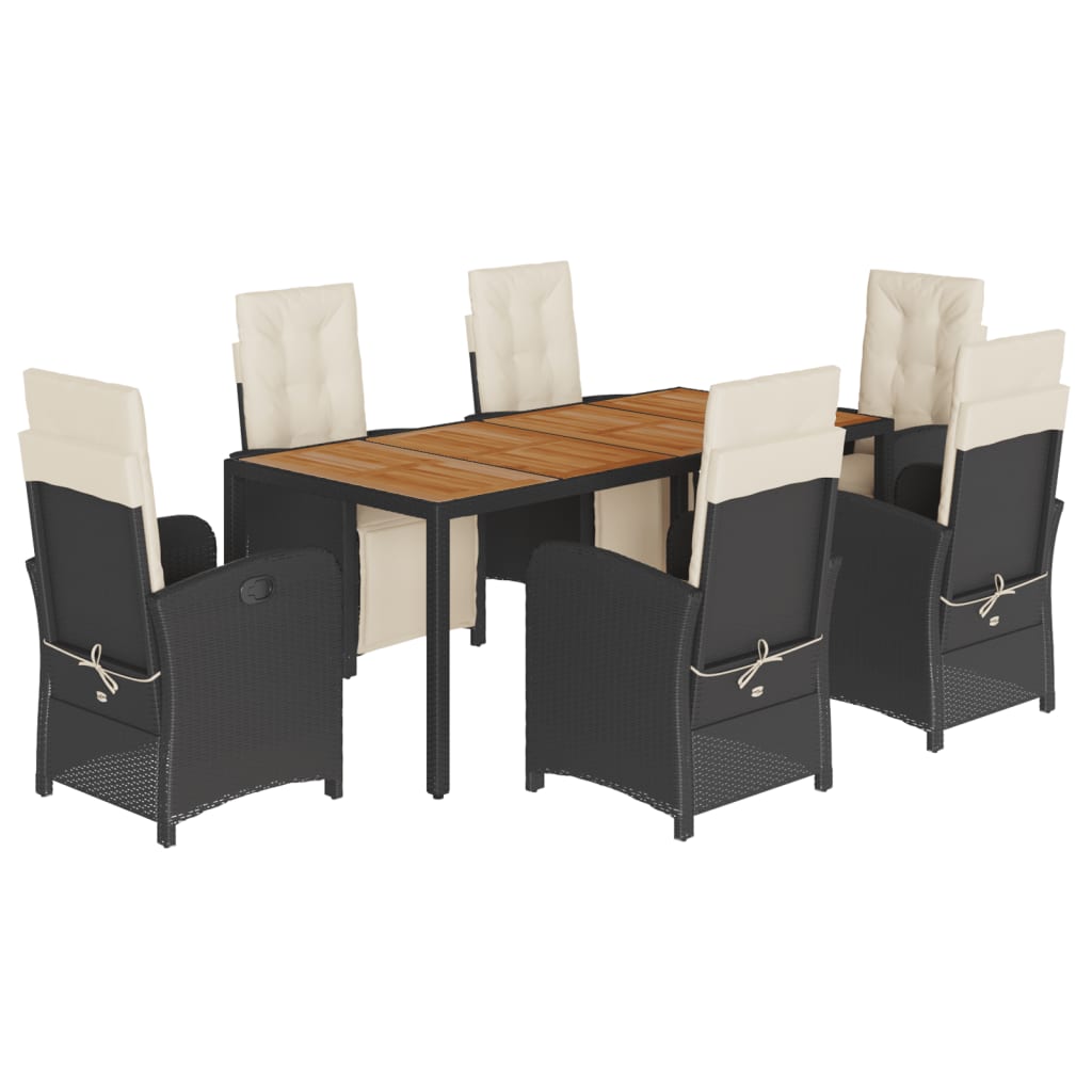 7-delige Tuinset met kussens poly rattan zwart is nu te koop bij PeponiXL, paradijselijk wonen!