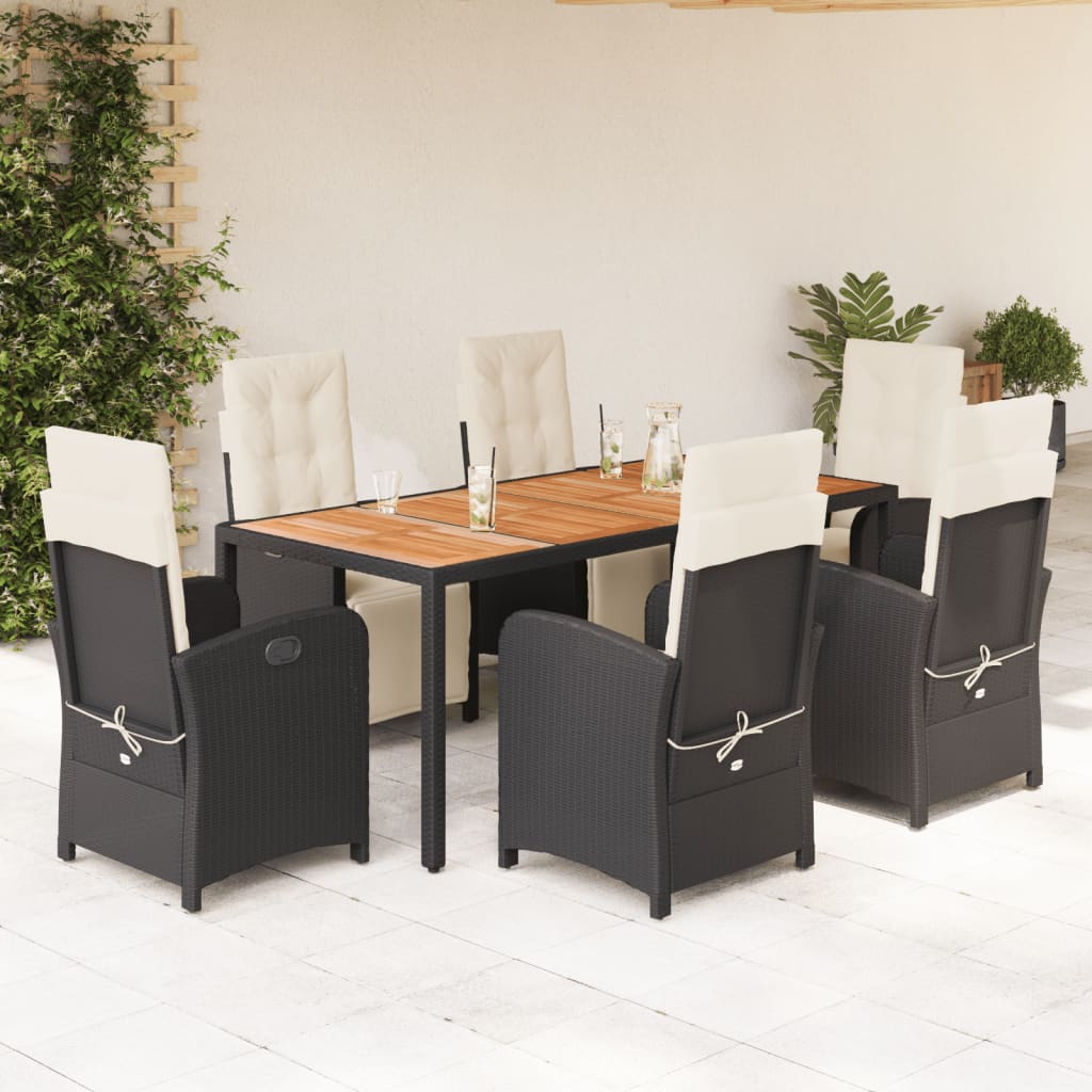 7-delige Tuinset met kussens poly rattan zwart is nu te koop bij PeponiXL, paradijselijk wonen!