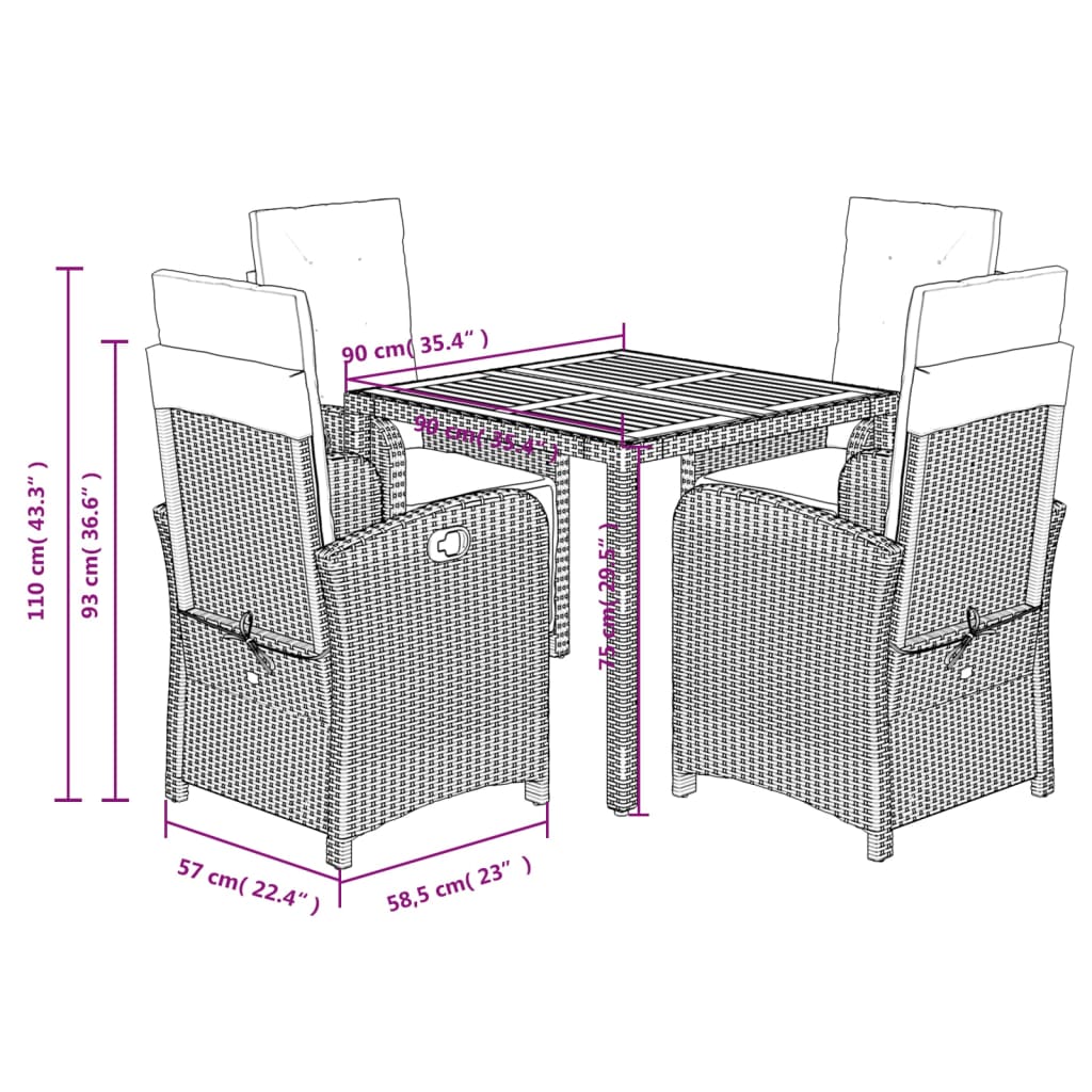 5-delige Tuinset met kussens poly rattan zwart is nu te koop bij PeponiXL, paradijselijk wonen!