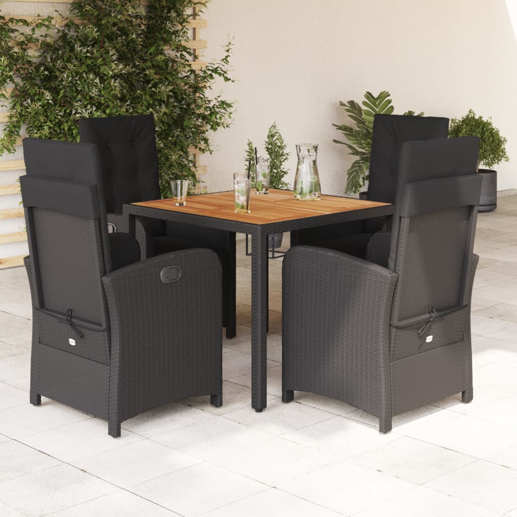5-delige Tuinset met kussens poly rattan zwart is nu te koop bij PeponiXL, paradijselijk wonen!