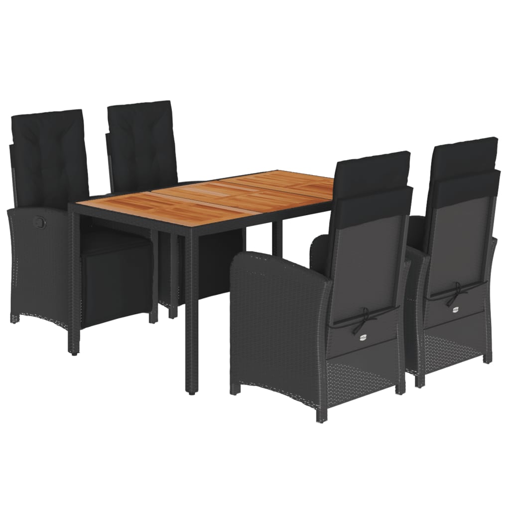5-delige Tuinset met kussens poly rattan zwart is nu te koop bij PeponiXL, paradijselijk wonen!