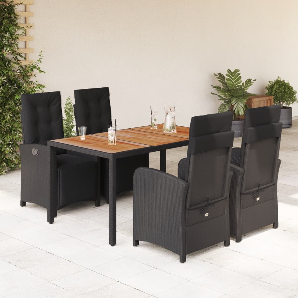 5-delige Tuinset met kussens poly rattan zwart is nu te koop bij PeponiXL, paradijselijk wonen!