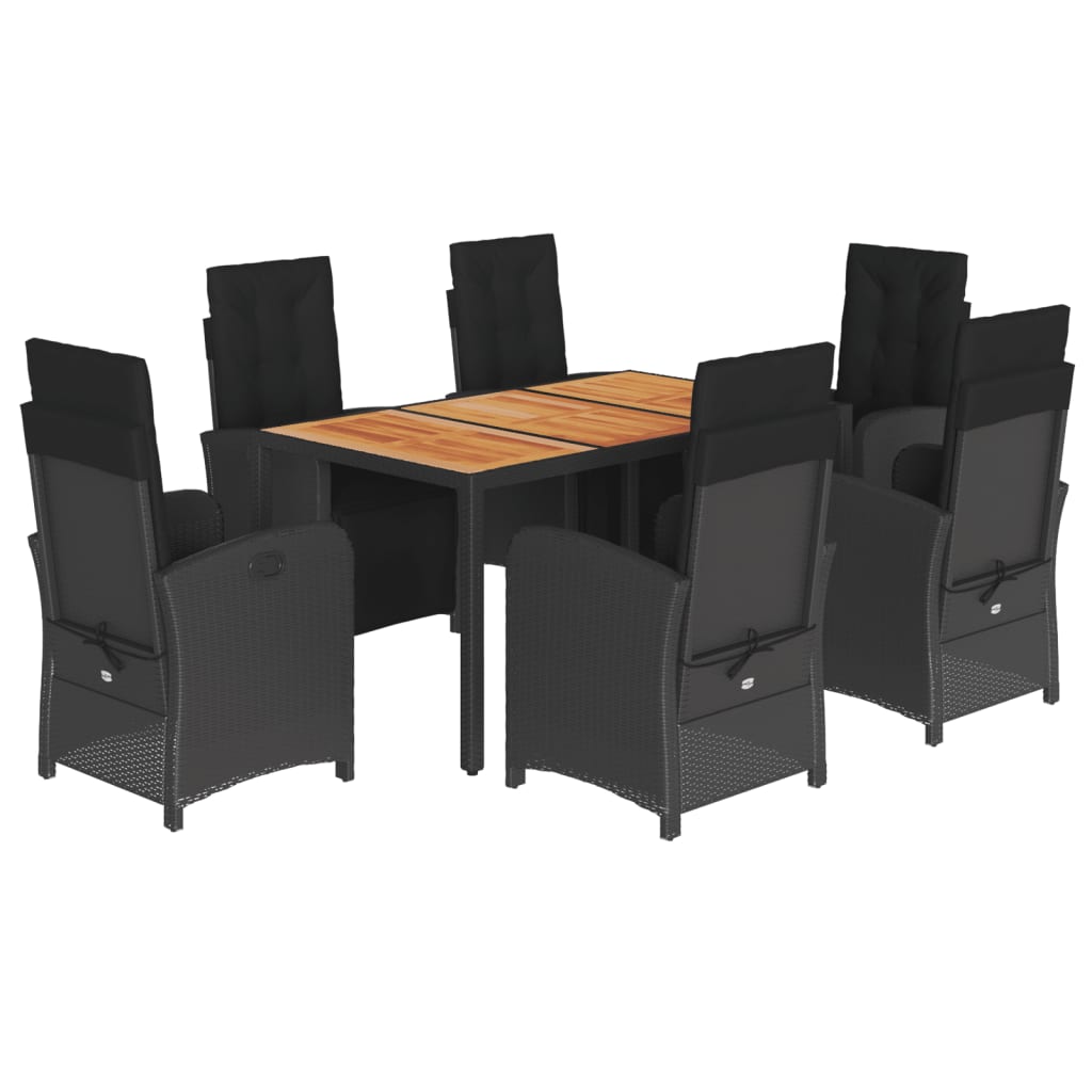 7-delige Tuinset met kussens poly rattan zwart is nu te koop bij PeponiXL, paradijselijk wonen!
