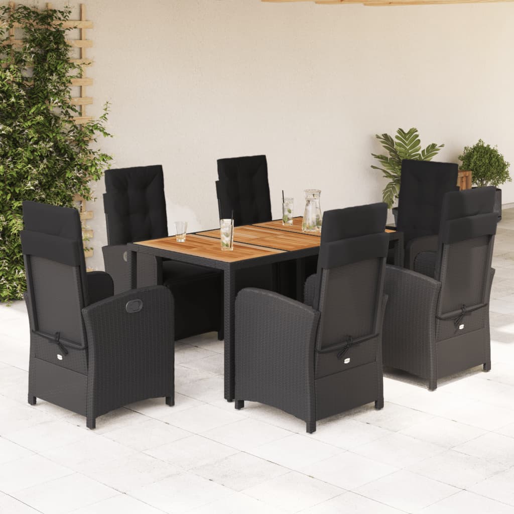 7-delige Tuinset met kussens poly rattan zwart is nu te koop bij PeponiXL, paradijselijk wonen!