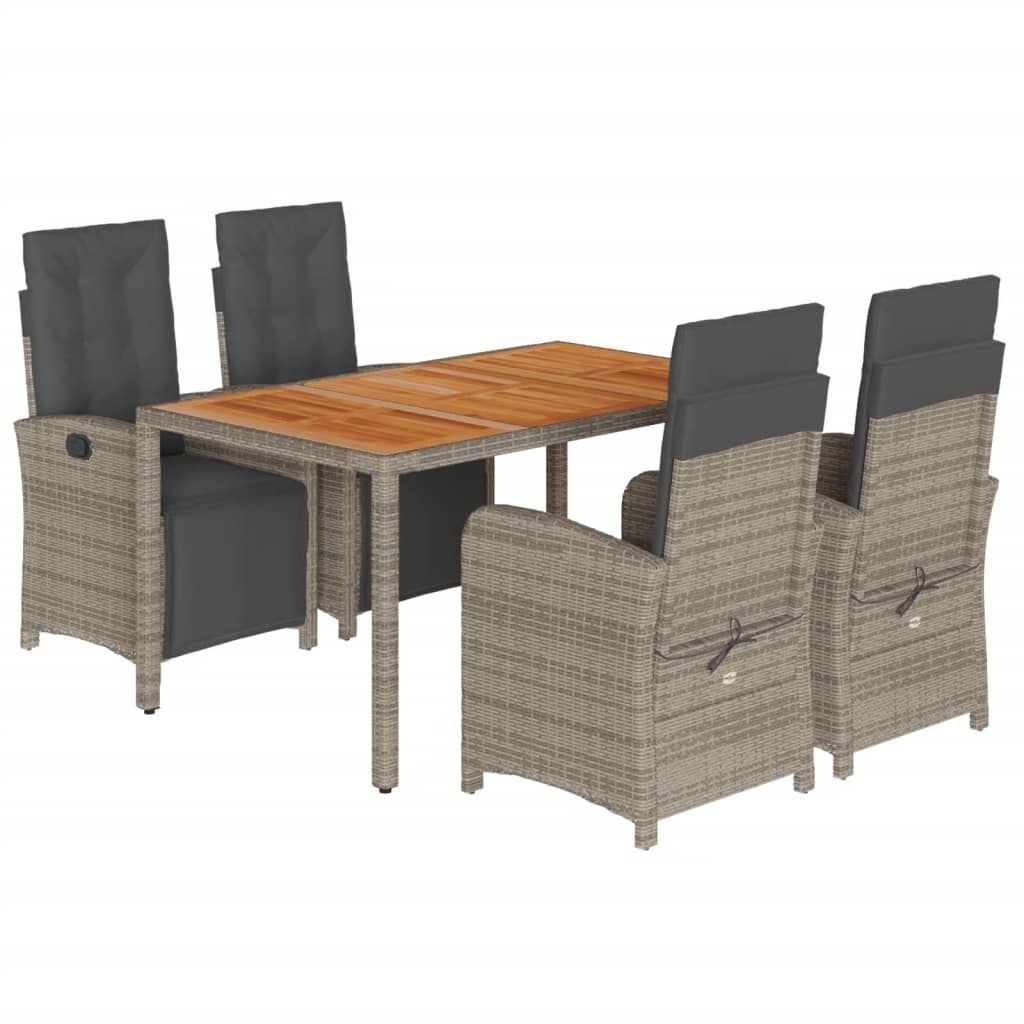5-delige Tuinset met kussens poly rattan grijs is nu te koop bij PeponiXL, paradijselijk wonen!