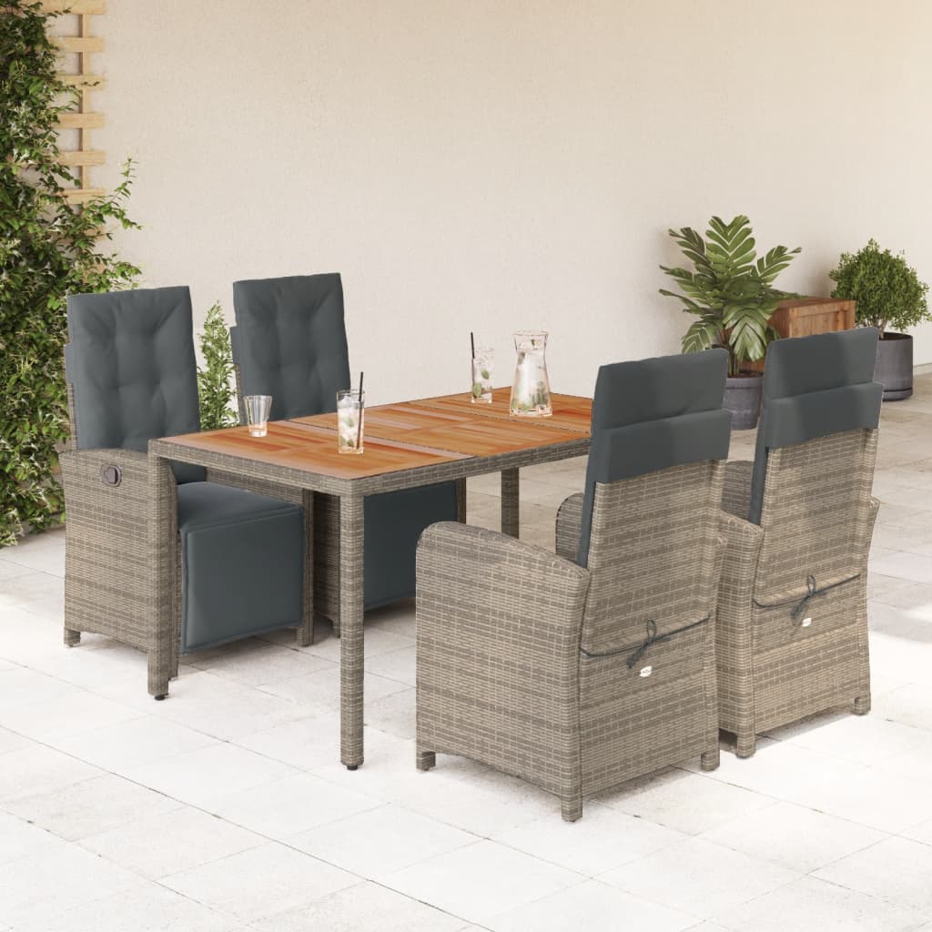 5-delige Tuinset met kussens poly rattan grijs is nu te koop bij PeponiXL, paradijselijk wonen!
