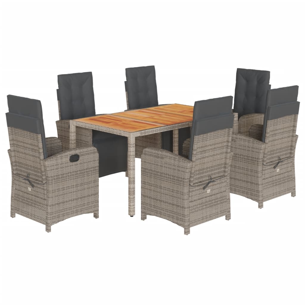 7-delige Tuinset met kussens poly rattan grijs is nu te koop bij PeponiXL, paradijselijk wonen!