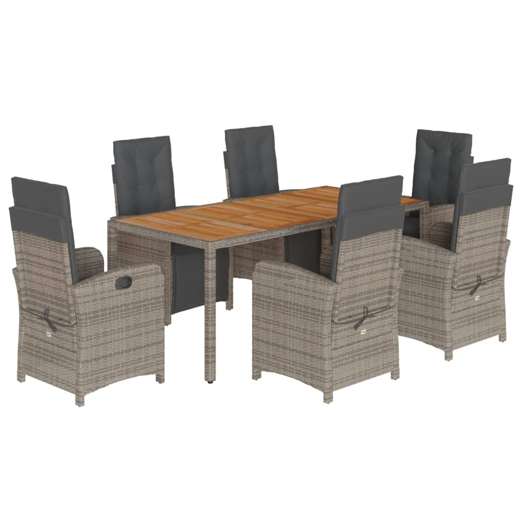 7-delige Tuinset met kussens poly rattan grijs is nu te koop bij PeponiXL, paradijselijk wonen!