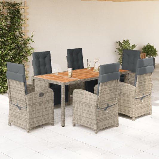 7-delige Tuinset met kussens poly rattan grijs is nu te koop bij PeponiXL, paradijselijk wonen!