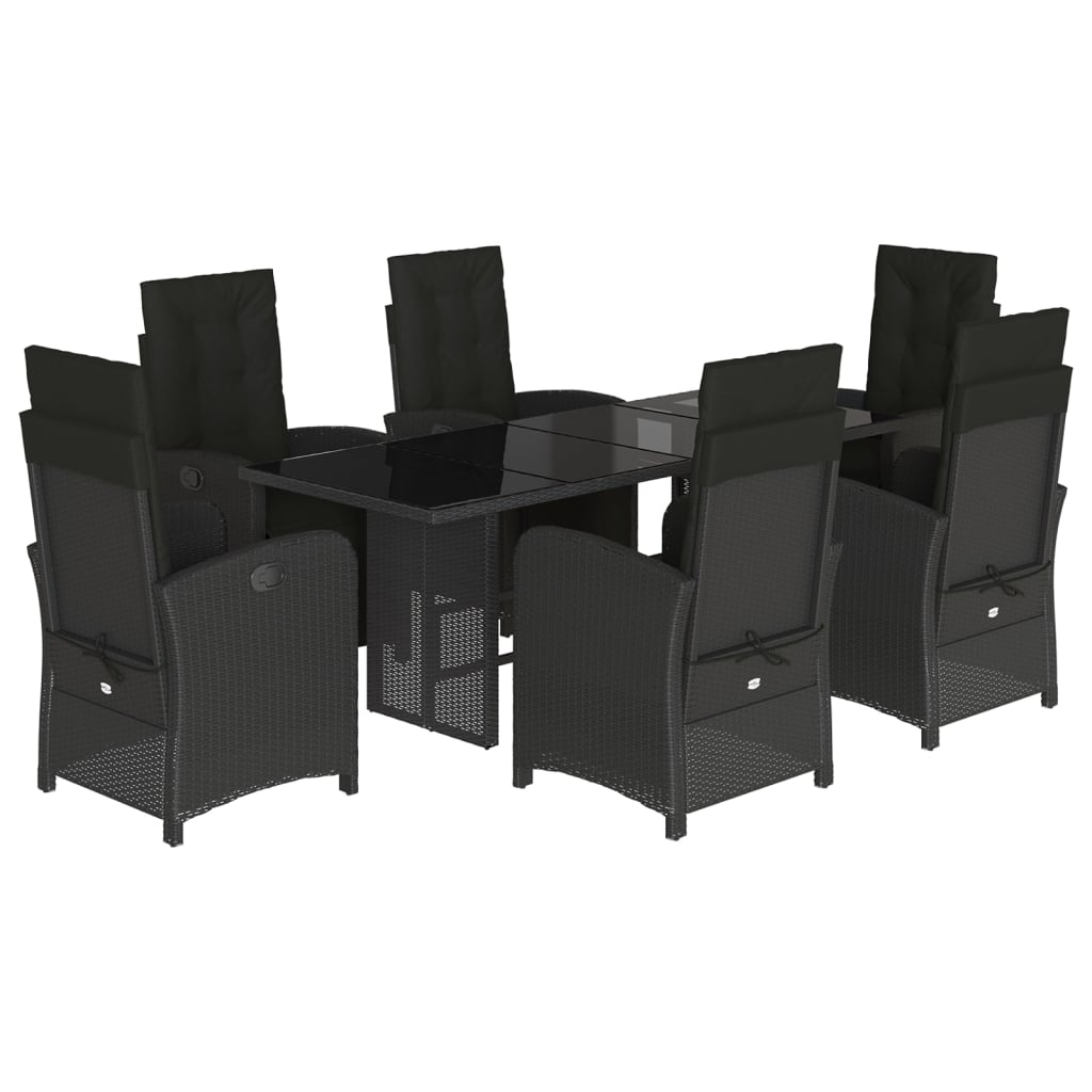 7-delige Tuinset met kussens poly rattan zwart is nu te koop bij PeponiXL, paradijselijk wonen!