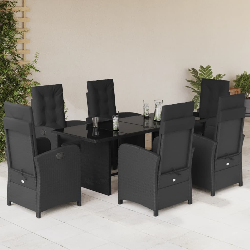 7-delige Tuinset met kussens poly rattan zwart is nu te koop bij PeponiXL, paradijselijk wonen!