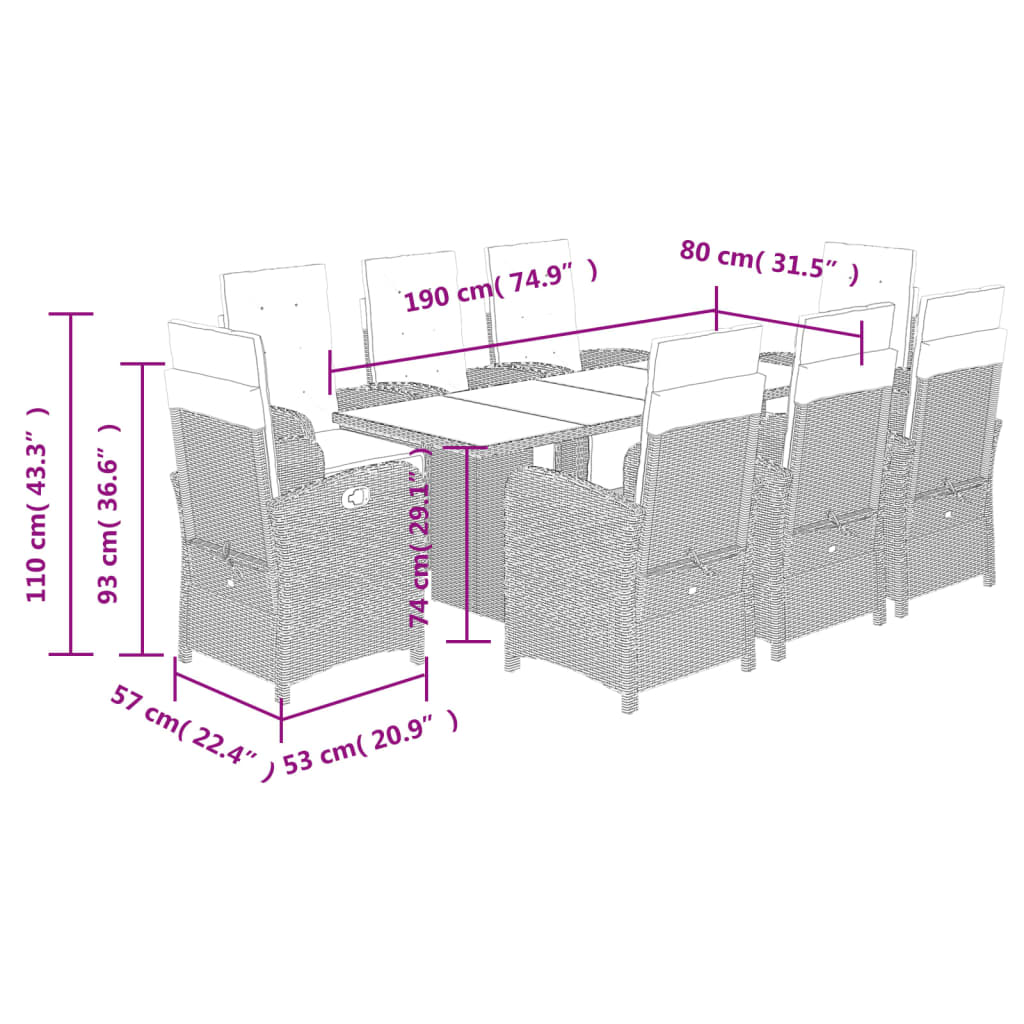 9-delige Tuinset poly rattan zwart is nu te koop bij PeponiXL, paradijselijk wonen!