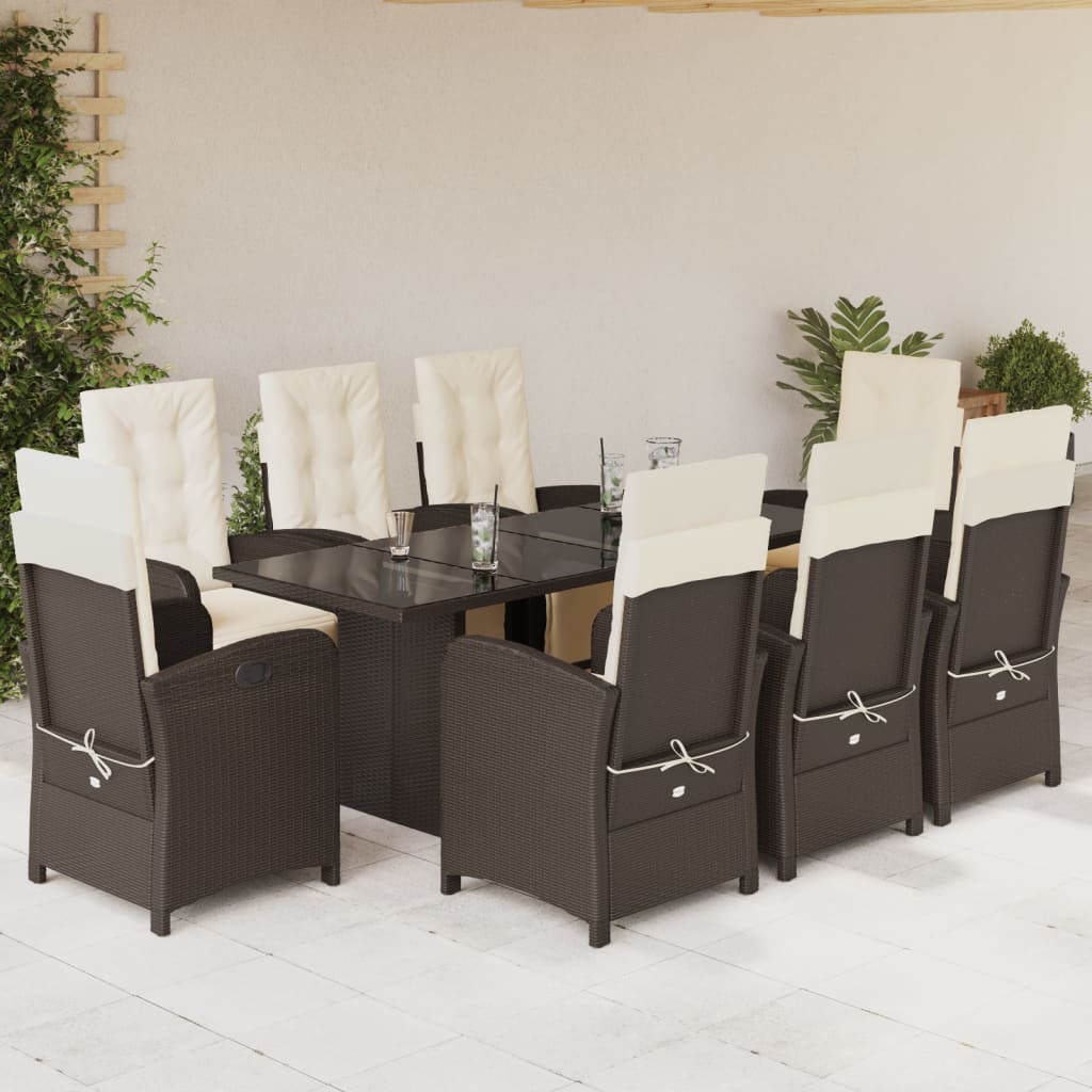 9-delige Tuinset met kussens poly rattan bruin is nu te koop bij PeponiXL, paradijselijk wonen!