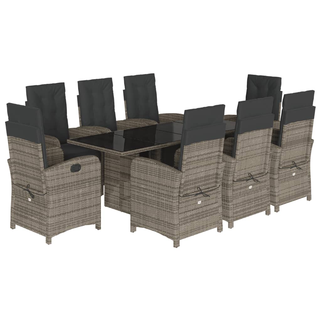 9-delige Tuinset met kussens poly rattan grijs is nu te koop bij PeponiXL, paradijselijk wonen!
