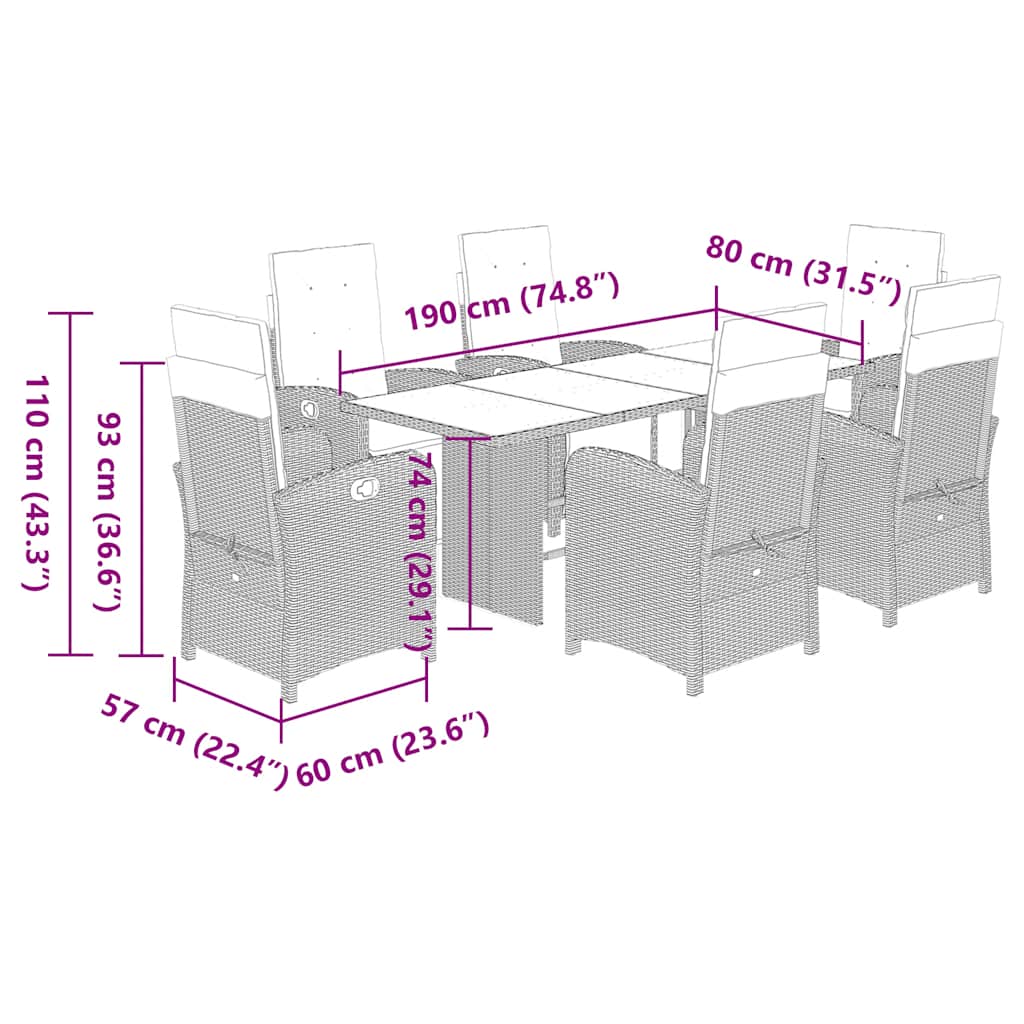 7-delige Tuinset met kussens poly rattan beige is nu te koop bij PeponiXL, paradijselijk wonen!