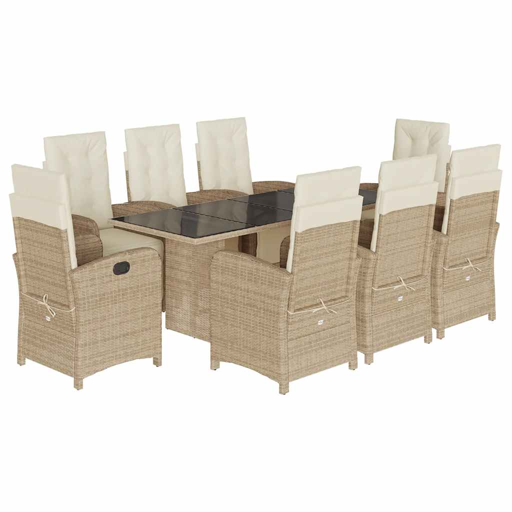 9-delige Tuinset met kussens poly rattan beige is nu te koop bij PeponiXL, paradijselijk wonen!