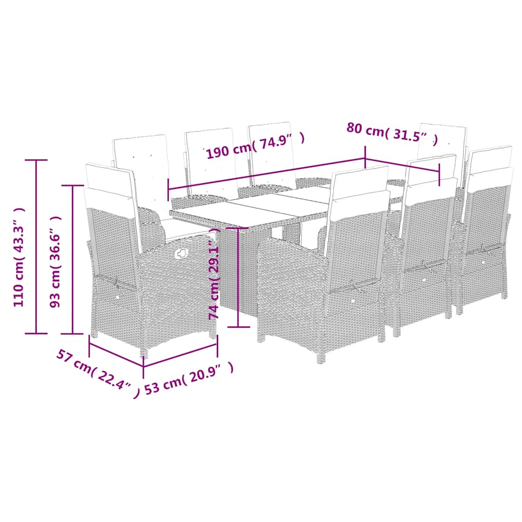 9-delige Tuinset met kussens poly rattan beige is nu te koop bij PeponiXL, paradijselijk wonen!