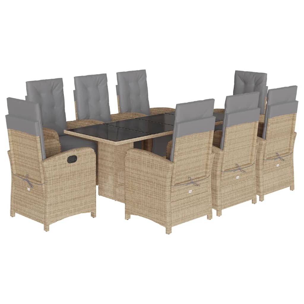 9-delige Tuinset met kussens poly rattan beige is nu te koop bij PeponiXL, paradijselijk wonen!