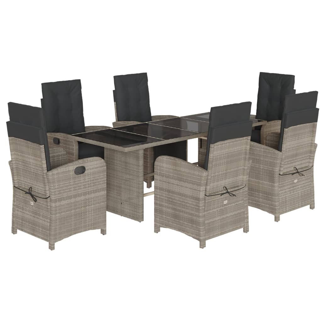 7-delige Tuinset met kussens poly rattan grijs is nu te koop bij PeponiXL, paradijselijk wonen!