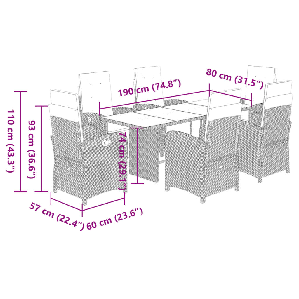 7-delige Tuinset met kussens poly rattan grijs is nu te koop bij PeponiXL, paradijselijk wonen!
