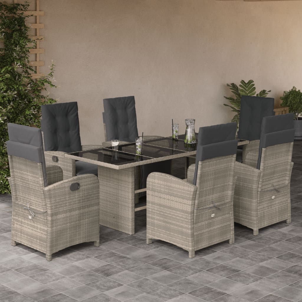 7-delige Tuinset met kussens poly rattan grijs is nu te koop bij PeponiXL, paradijselijk wonen!
