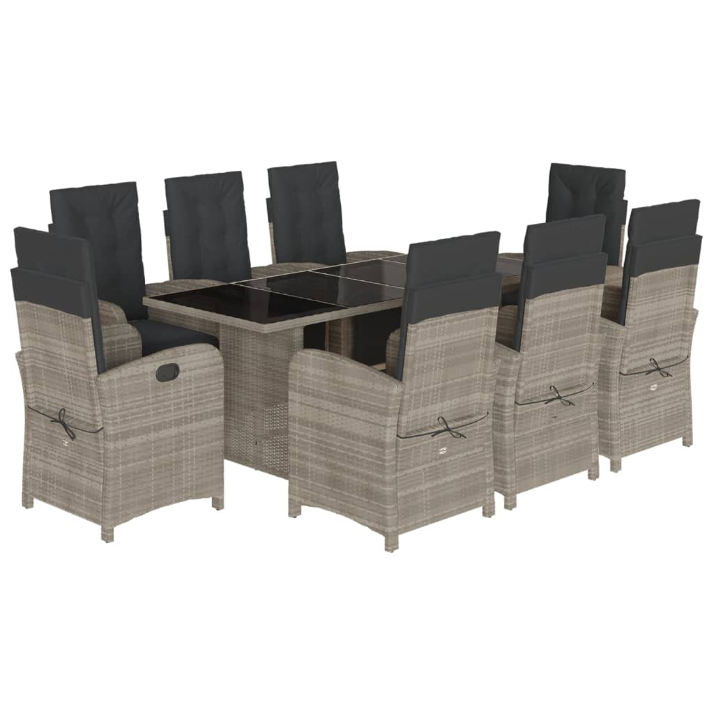 9-delige Tuinset met kussens poly rattan lichtgrijs is nu te koop bij PeponiXL, paradijselijk wonen!