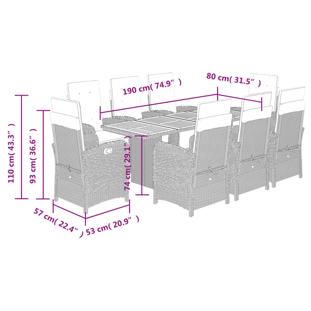 9-delige Tuinset poly rattan zwart is nu te koop bij PeponiXL, paradijselijk wonen!