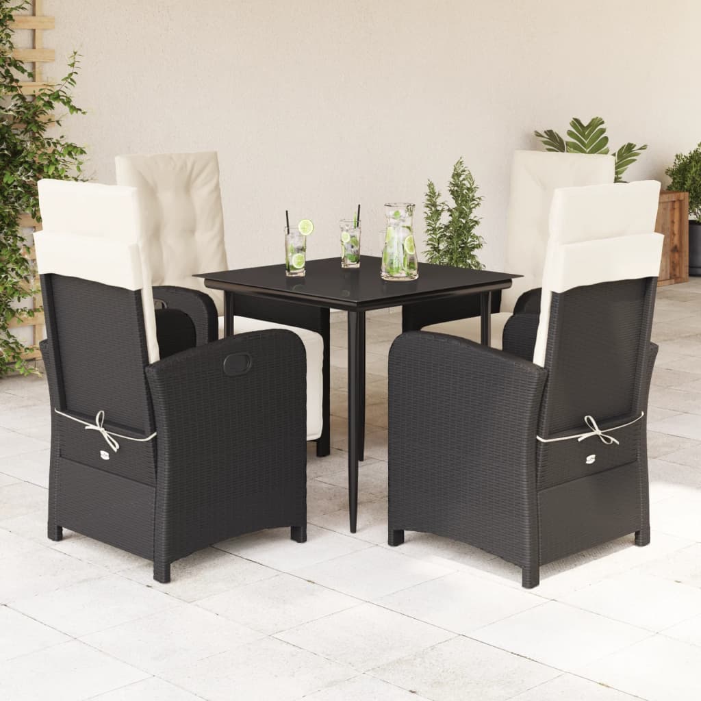 5-delige Tuinset met kussens poly rattan zwart is nu te koop bij PeponiXL, paradijselijk wonen!