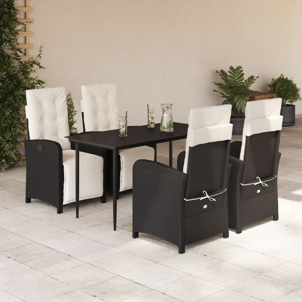 5-delige Tuinset met kussens poly rattan zwart is nu te koop bij PeponiXL, paradijselijk wonen!