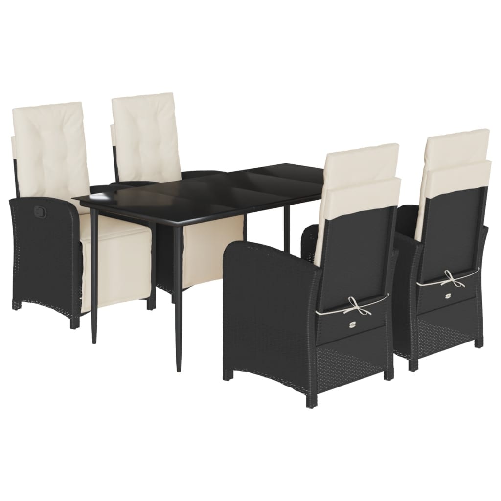 5-delige Tuinset met kussens poly rattan zwart is nu te koop bij PeponiXL, paradijselijk wonen!