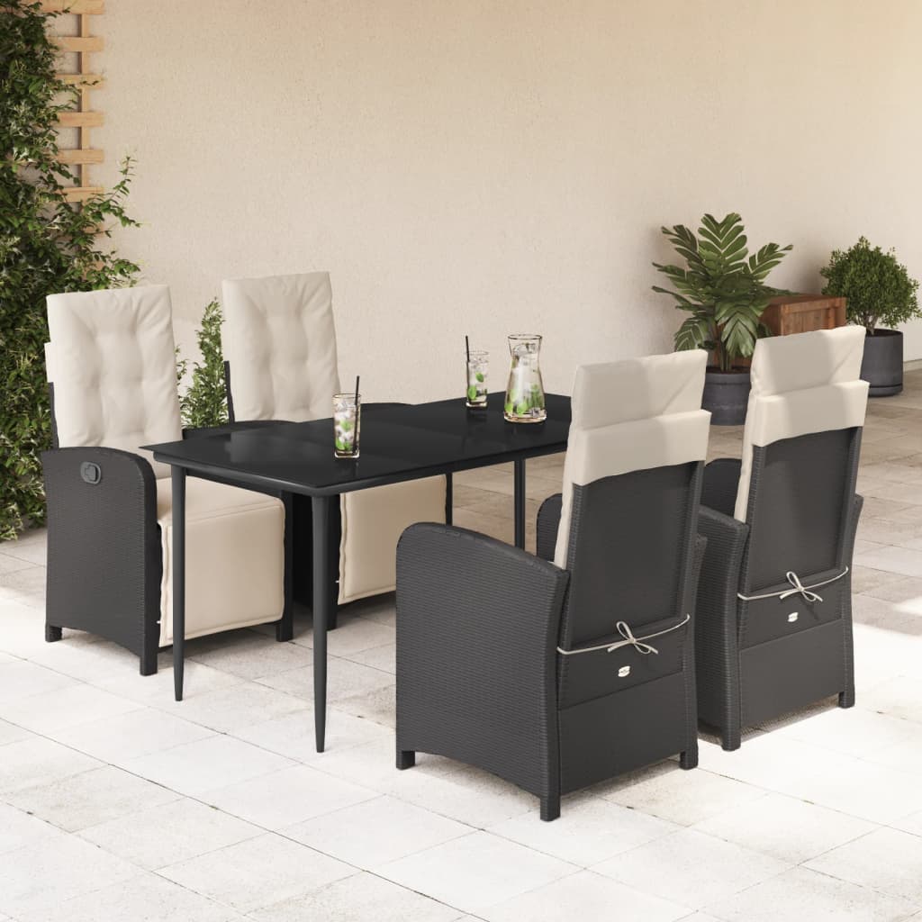 5-delige Tuinset met kussens poly rattan zwart is nu te koop bij PeponiXL, paradijselijk wonen!