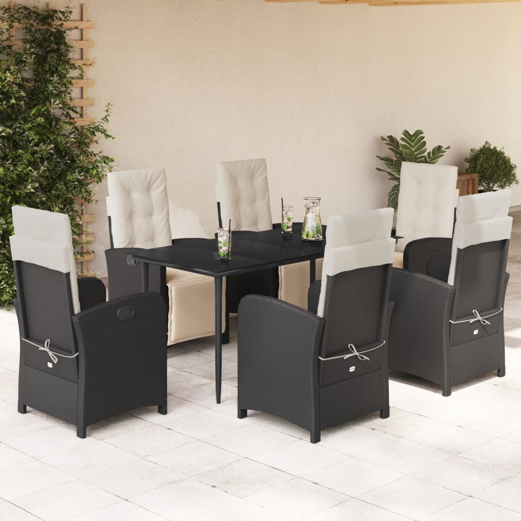 7-delige Tuinset met kussens poly rattan zwart is nu te koop bij PeponiXL, paradijselijk wonen!