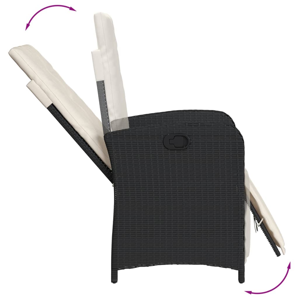 3-delige Bistroset met kussens poly rattan zwart is nu te koop bij PeponiXL, paradijselijk wonen!
