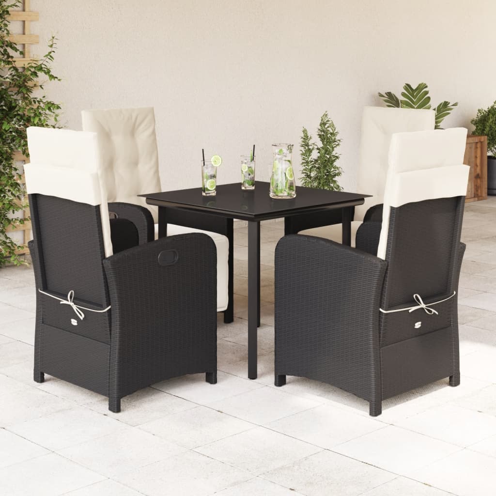 5-delige Tuinset met kussens poly rattan zwart is nu te koop bij PeponiXL, paradijselijk wonen!