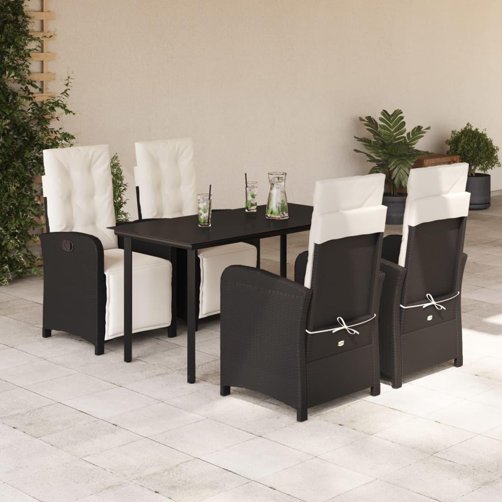 5-delige Tuinset met kussens poly rattan zwart is nu te koop bij PeponiXL, paradijselijk wonen!