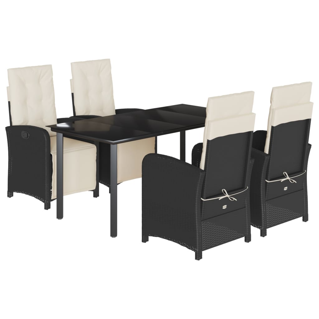 5-delige Tuinset met kussens poly rattan zwart is nu te koop bij PeponiXL, paradijselijk wonen!