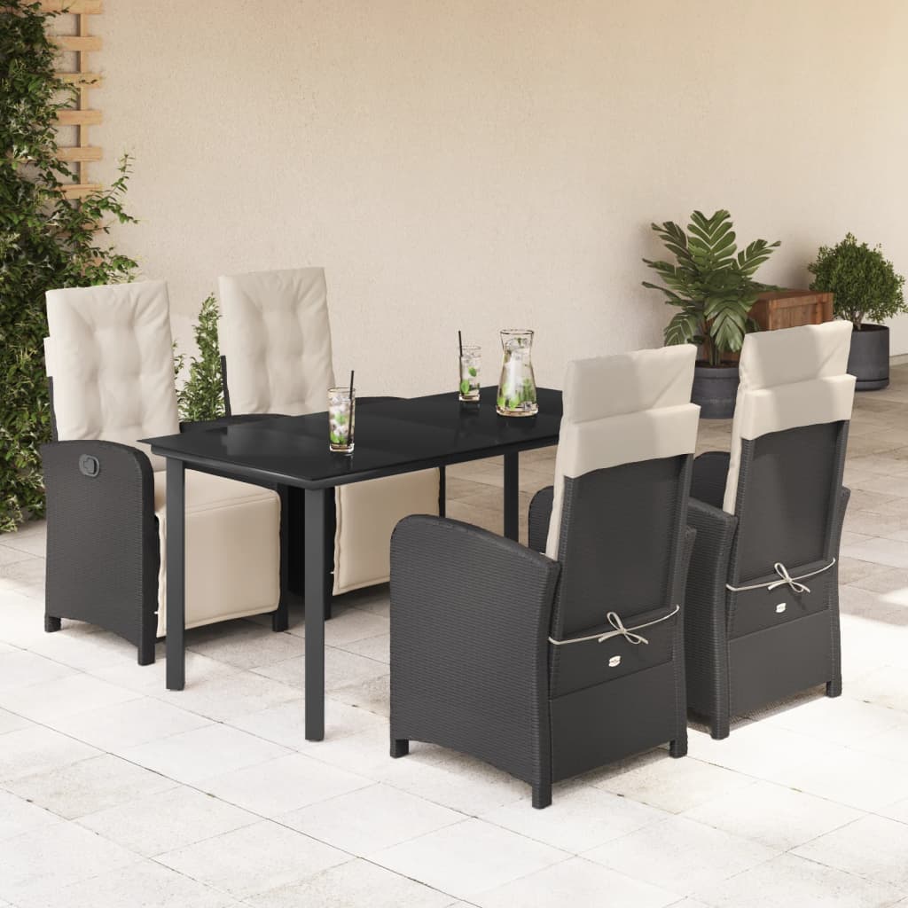 5-delige Tuinset met kussens poly rattan zwart is nu te koop bij PeponiXL, paradijselijk wonen!