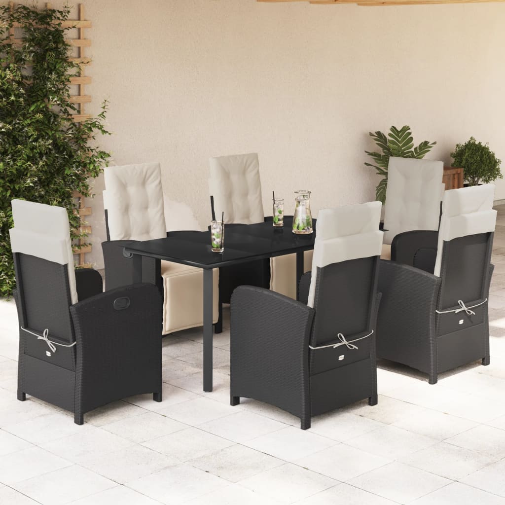 7-delige Tuinset met kussens poly rattan zwart is nu te koop bij PeponiXL, paradijselijk wonen!