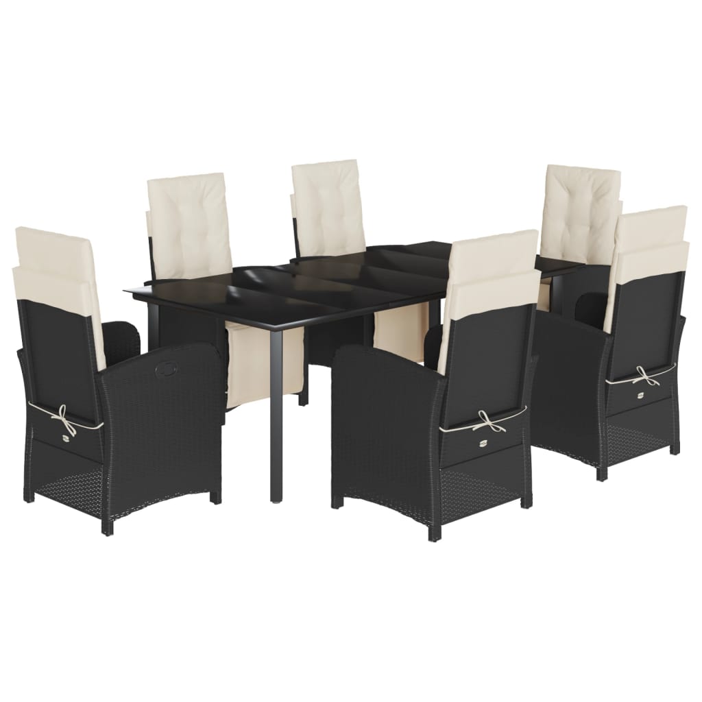7-delige Tuinset met kussens poly rattan zwart is nu te koop bij PeponiXL, paradijselijk wonen!