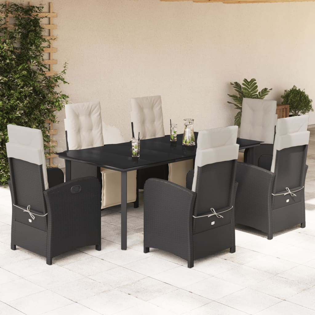 7-delige Tuinset met kussens poly rattan zwart is nu te koop bij PeponiXL, paradijselijk wonen!