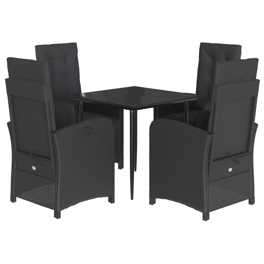 5-delige Tuinset met kussens poly rattan zwart is nu te koop bij PeponiXL, paradijselijk wonen!